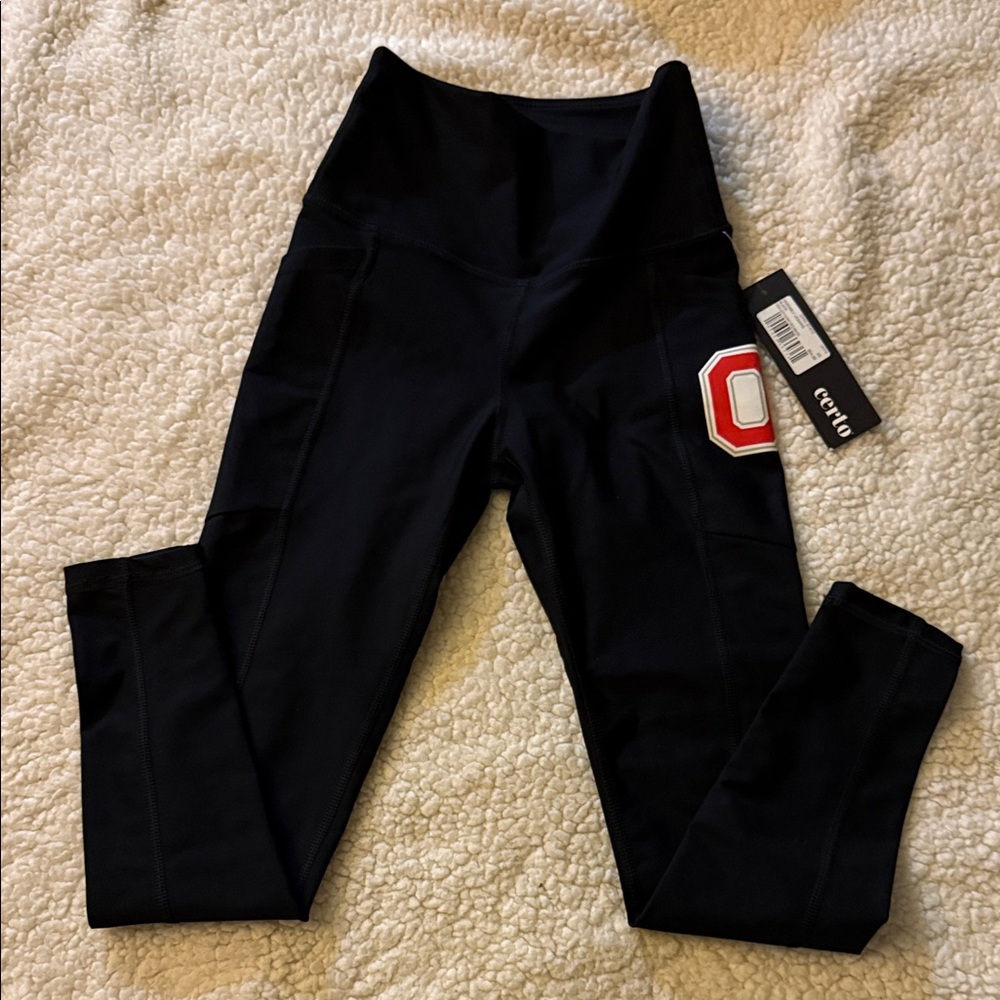Certo Black Leggings with Red Ohio state  Logo